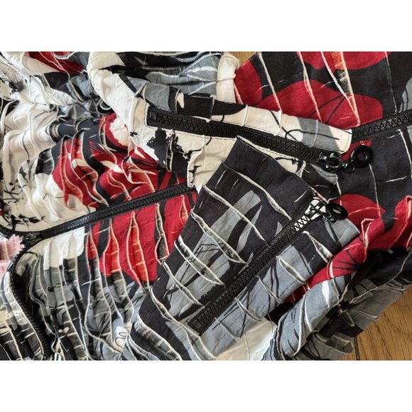 Joseph Ribkoff Colorful Floral Full Zip Jacket Sweater Pleated Ruffles Size 10 - Picture 9 of 10